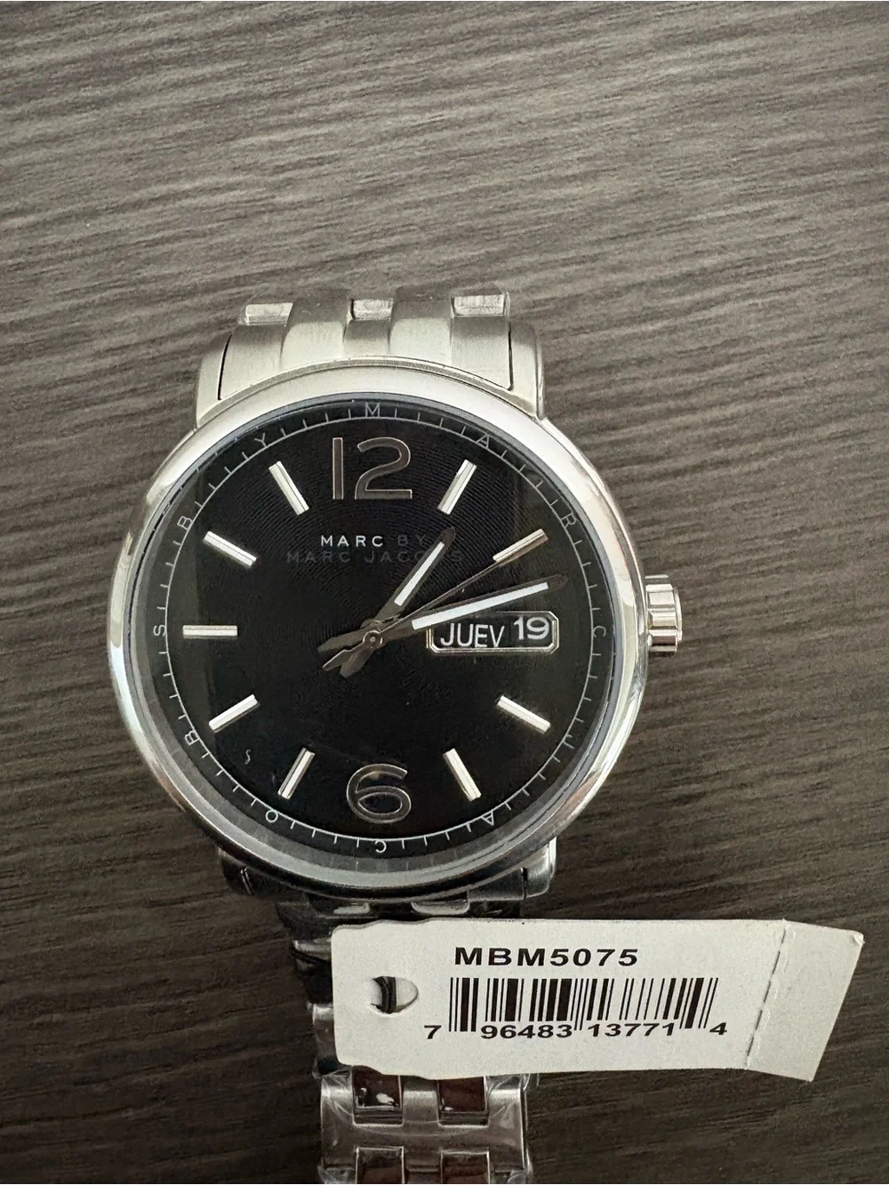 MARC BY MARC JACOBS Fergus Black Dial Stainless Steel Men's Watch MBM5075